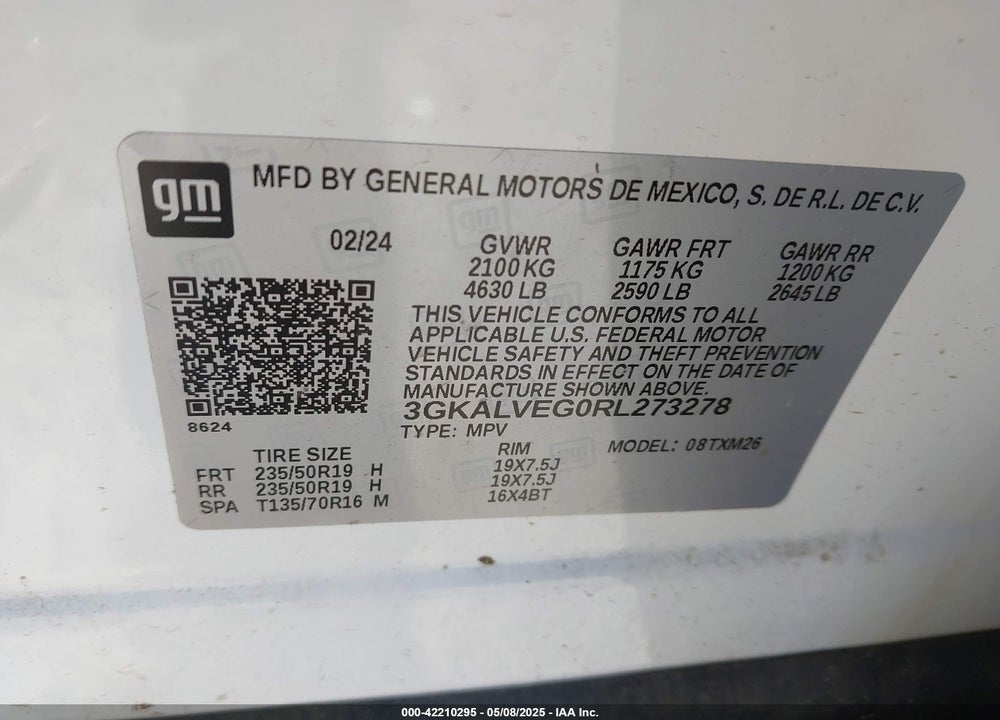 2024 GMC TERRAIN VIN: 3GKALVEG0RL273278