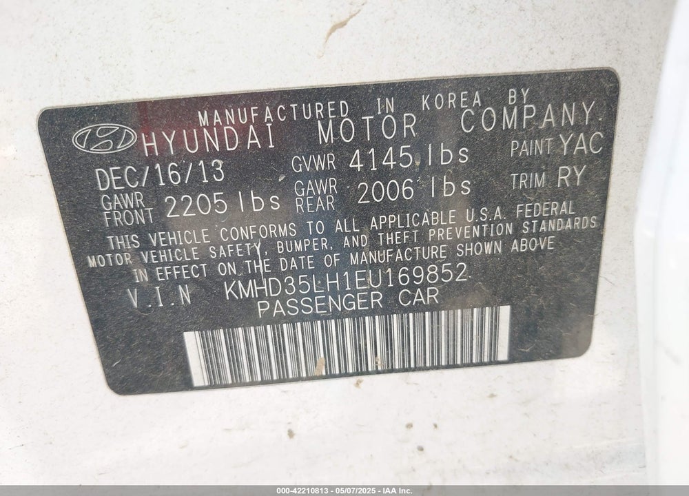 2014 HYUNDAI ELANTRA GT VIN: KMHD35LH1EU169852