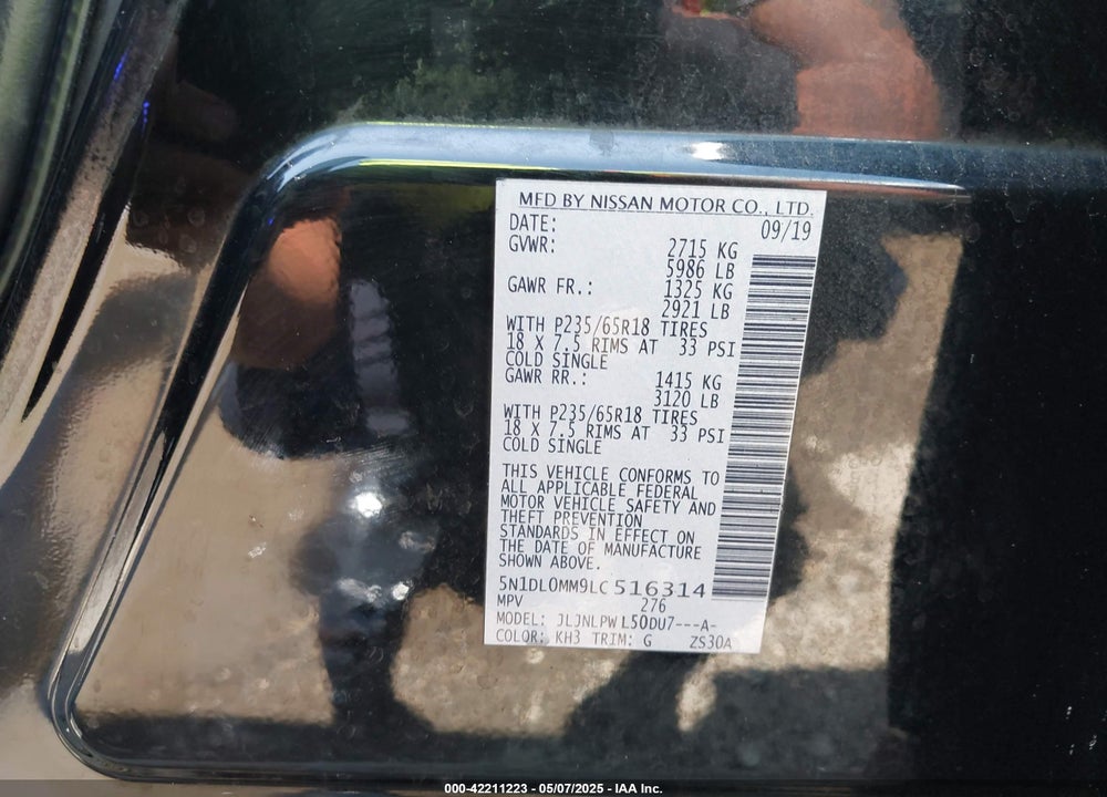 2020 INFINITI QX60 VIN: 5N1DL0MM9LC516314
