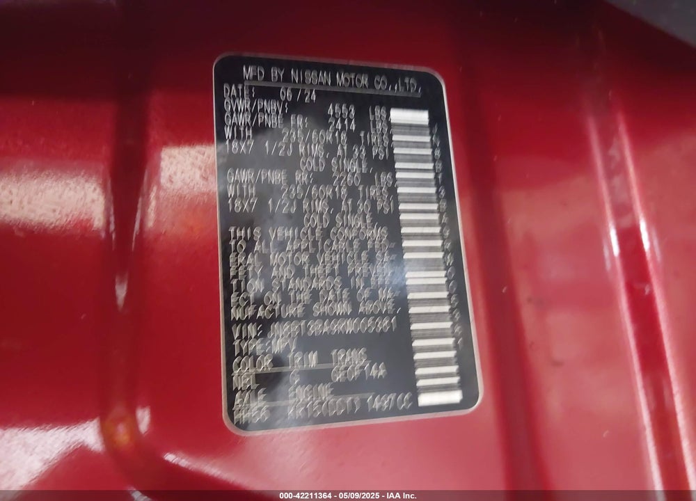 2024 NISSAN ROGUE VIN: JN8BT3BA9RW005381