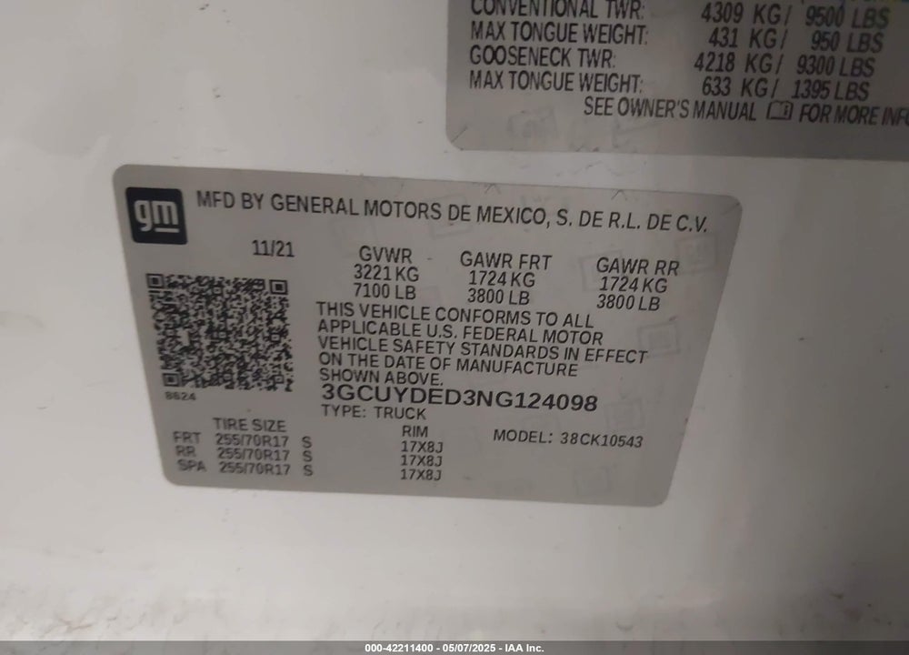 2022 CHEVROLET SILVERADO 1500 LTD 4WD SHORT BED LT VIN: 3GCUYDED3NG124098