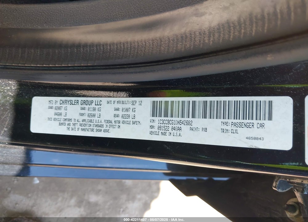 2013 CHRYSLER 200 VIN: 1C3CCBCG1DN542682