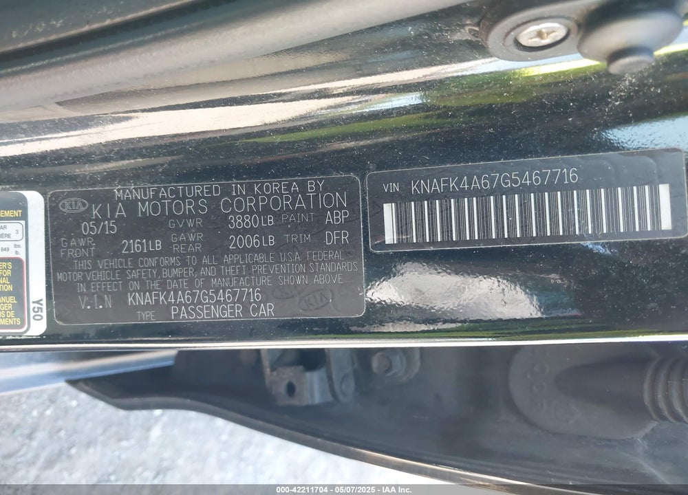 2016 KIA FORTE VIN: KNAFK4A67G5467716