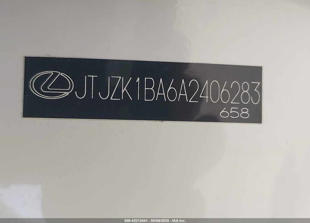 2010 LEXUS RX350 VIN: JTJZK1BA6A2406283