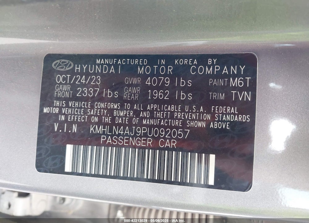 2023 HYUNDAI ELANTRA HYBRID VIN: KMHLN4AJ9PU092057