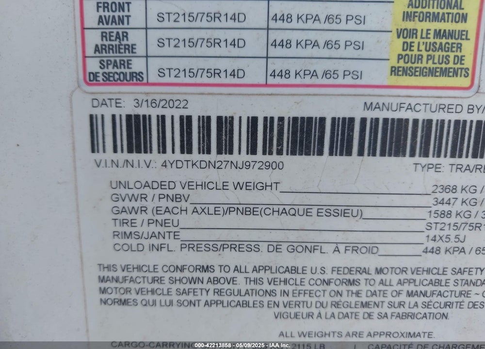 2022 KODIAK SE 27 SBH VIN: 4YDTKDN27NJ972900