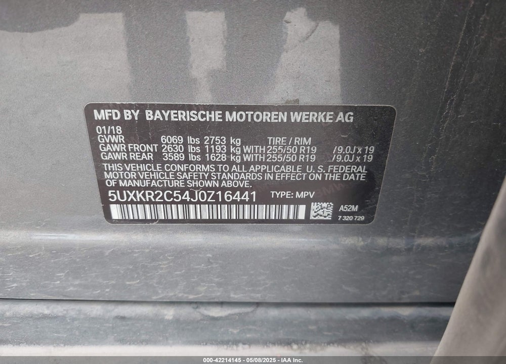 2018 BMW X5 VIN: 5UXKR2C54J0Z16441