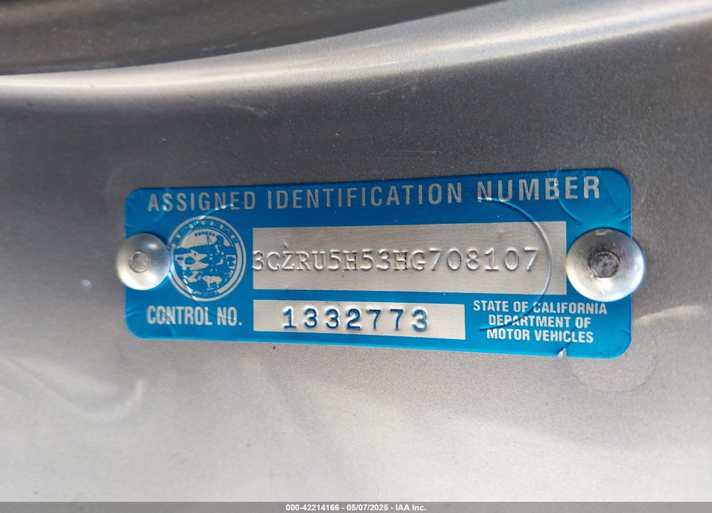 2017 HONDA HR-V VIN: 3CZRU5H53HG708107