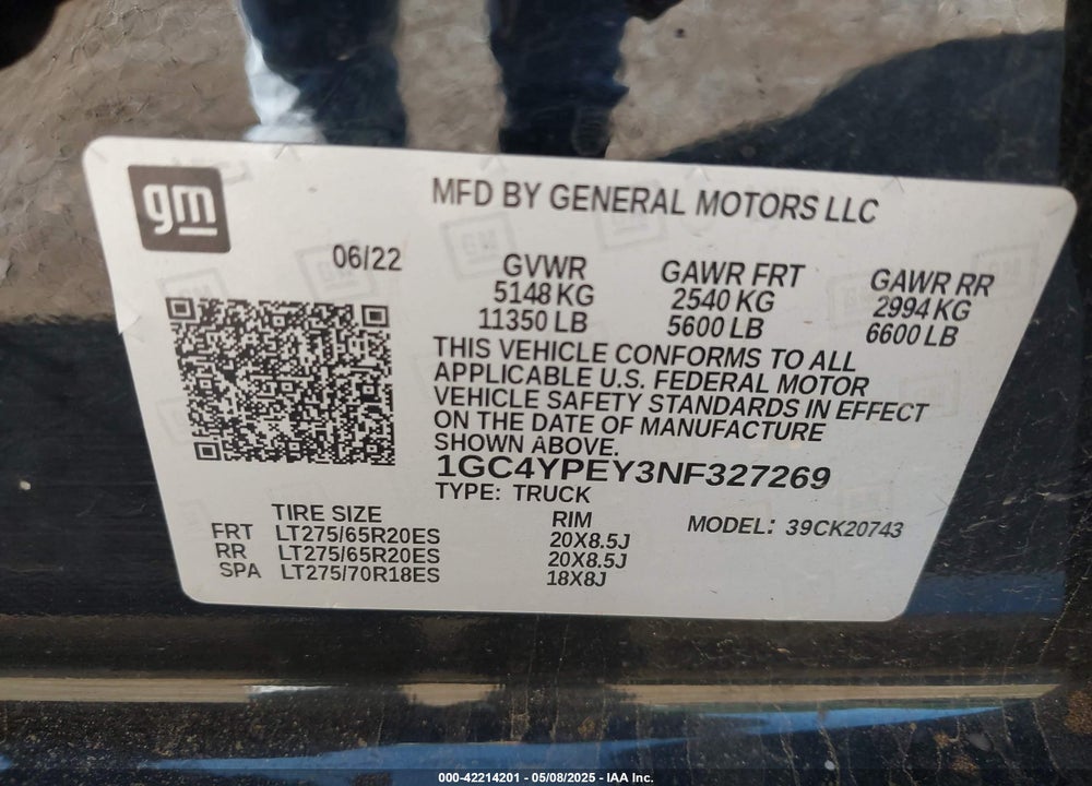 2022 CHEVROLET SILVERADO 2500HD 4WD STANDARD BED LTZ VIN: 1GC4YPEY3NF327269