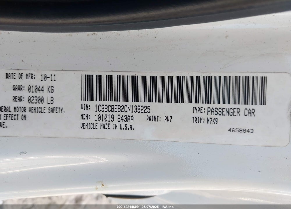 2012 CHRYSLER 200 VIN: 1C3BCBEB2CN139225
