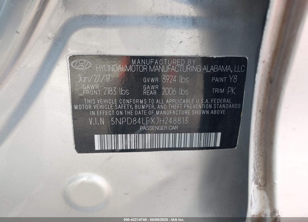 2018 HYUNDAI ELANTRA VIN: 5NPD84LFXJH248813