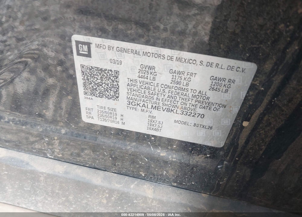 2019 GMC TERRAIN VIN: 3GKALMEV8KL332270