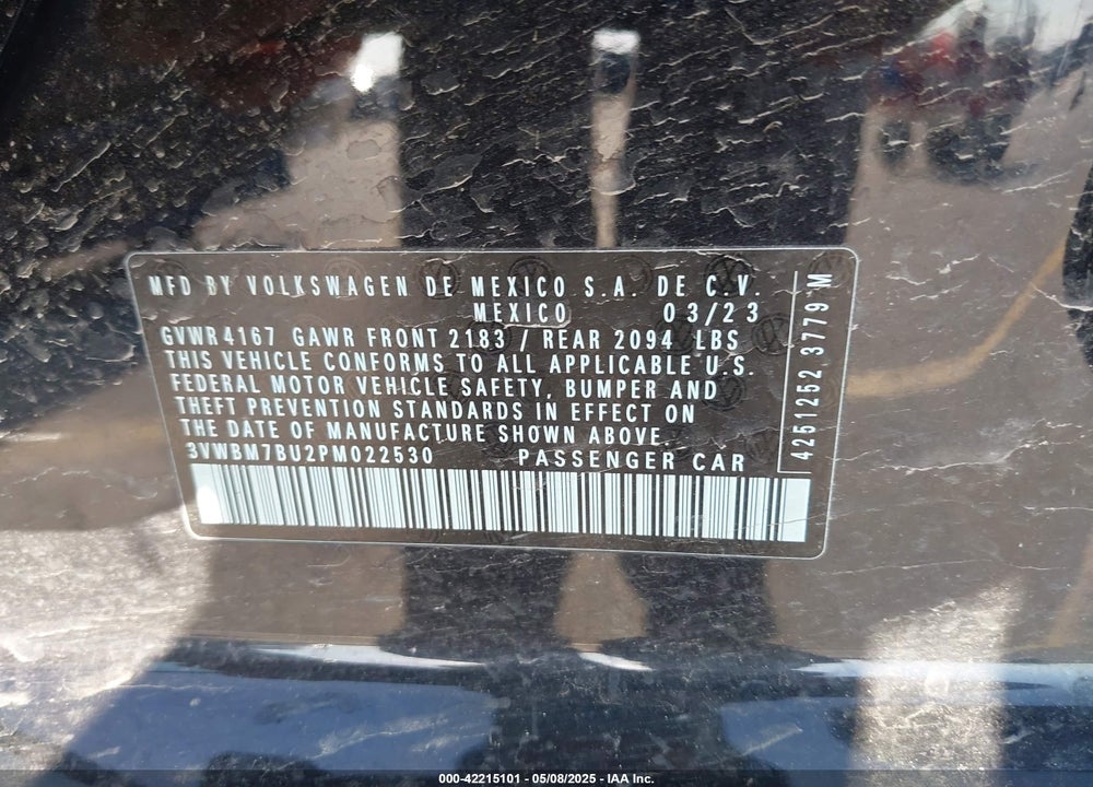 2023 VOLKSWAGEN JETTA 1.5T SPORT VIN: 3VWBM7BU2PM022530