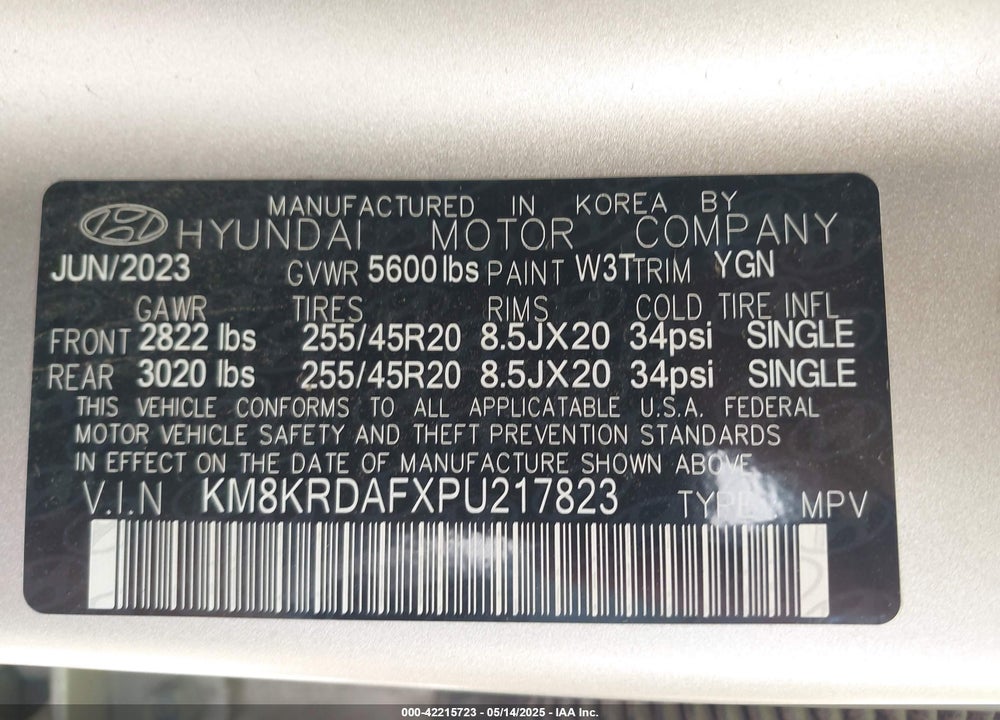2023 HYUNDAI IONIQ 5 LIMITED VIN: KM8KRDAFXPU217823