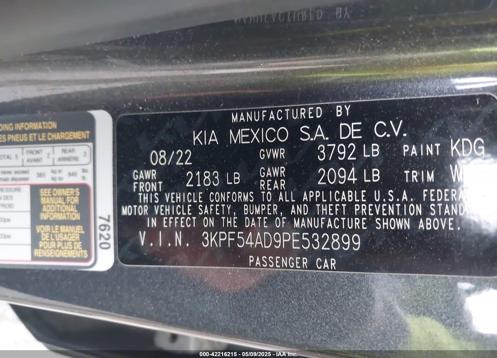 2023 KIA FORTE VIN: 3KPF54AD9PE532899