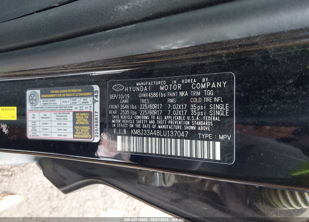 2020 HYUNDAI TUCSON VIN: KM8J33A48LU137047
