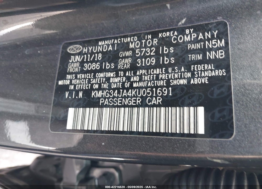 2019 GENESIS G90 VIN: KMHG34JA4KU051691