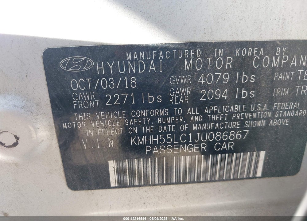 2018 HYUNDAI ELANTRA GT VIN: KMHH55LC1JU086867