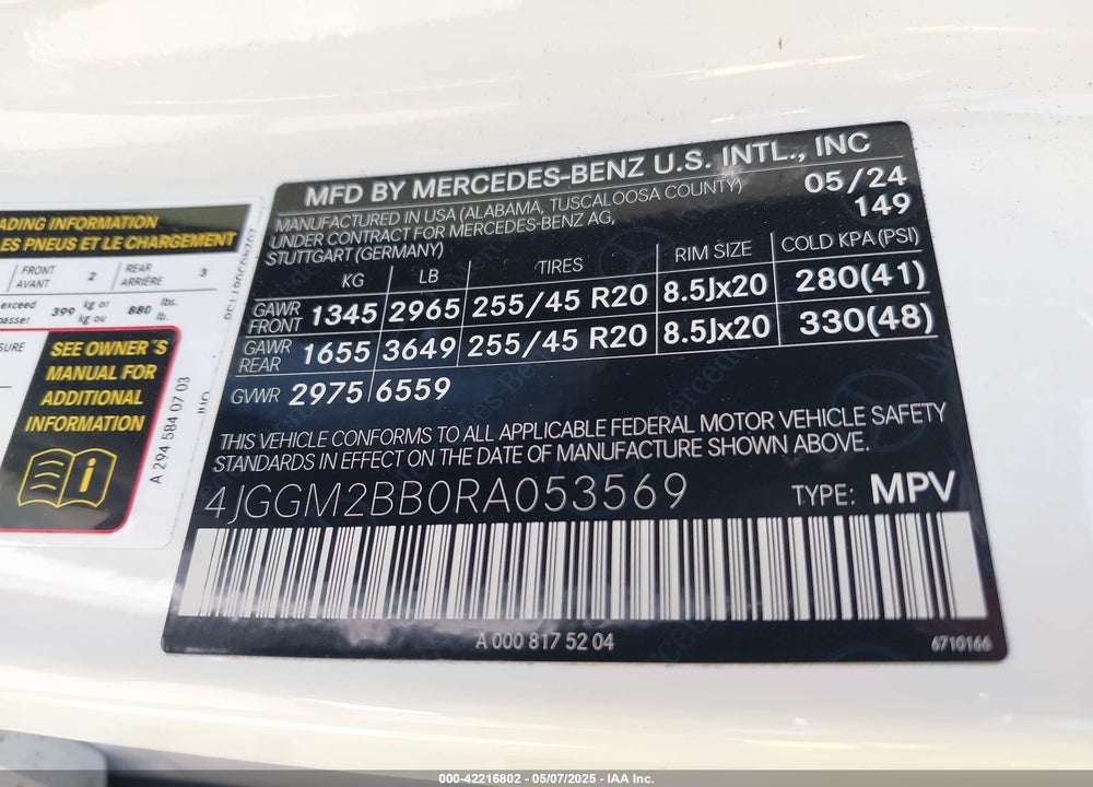 2024 MERCEDES-BENZ EQE VIN: 4JGGM2BB0RA053569