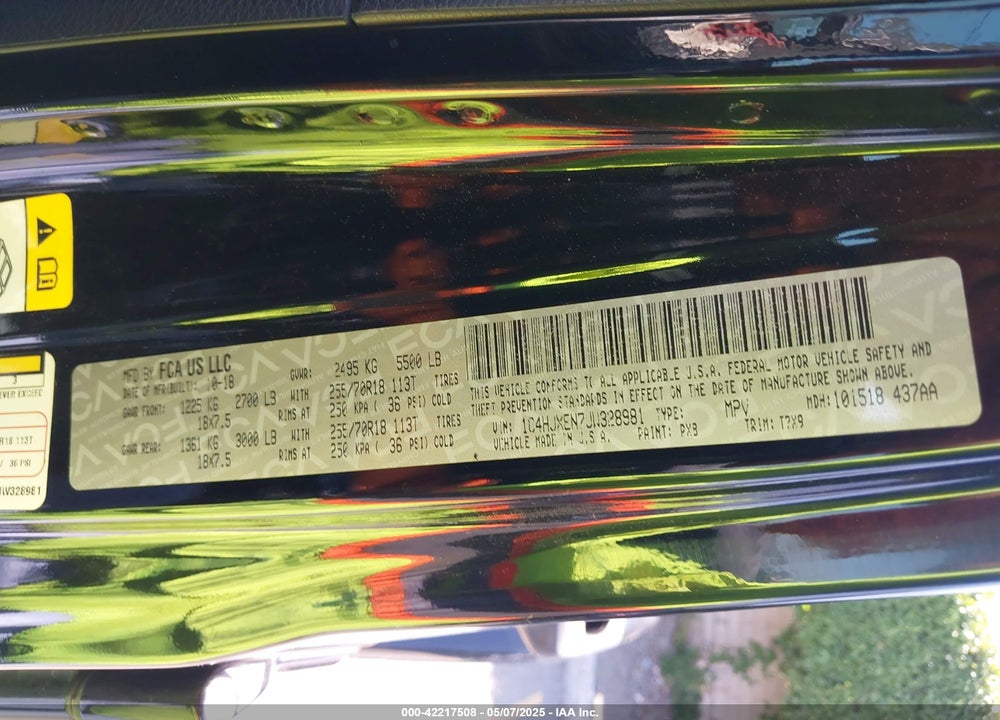 2018 JEEP WRANGLER UNLIMITED VIN: 1C4HJXEN7JW328981