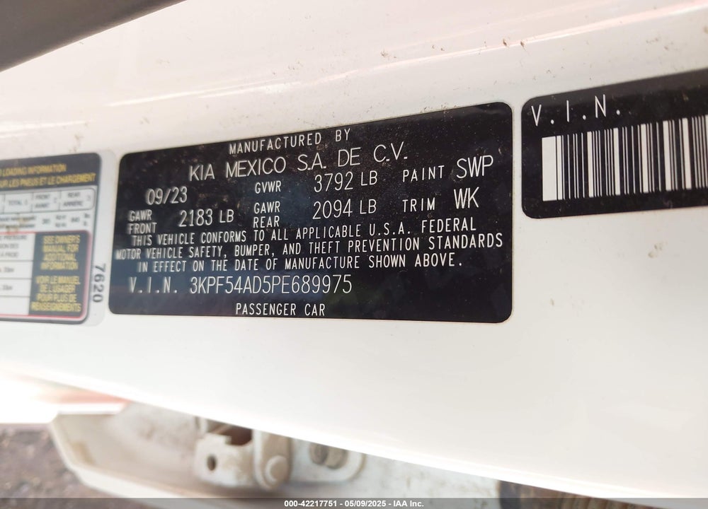 2023 KIA FORTE VIN: 3KPF54AD5PE689975