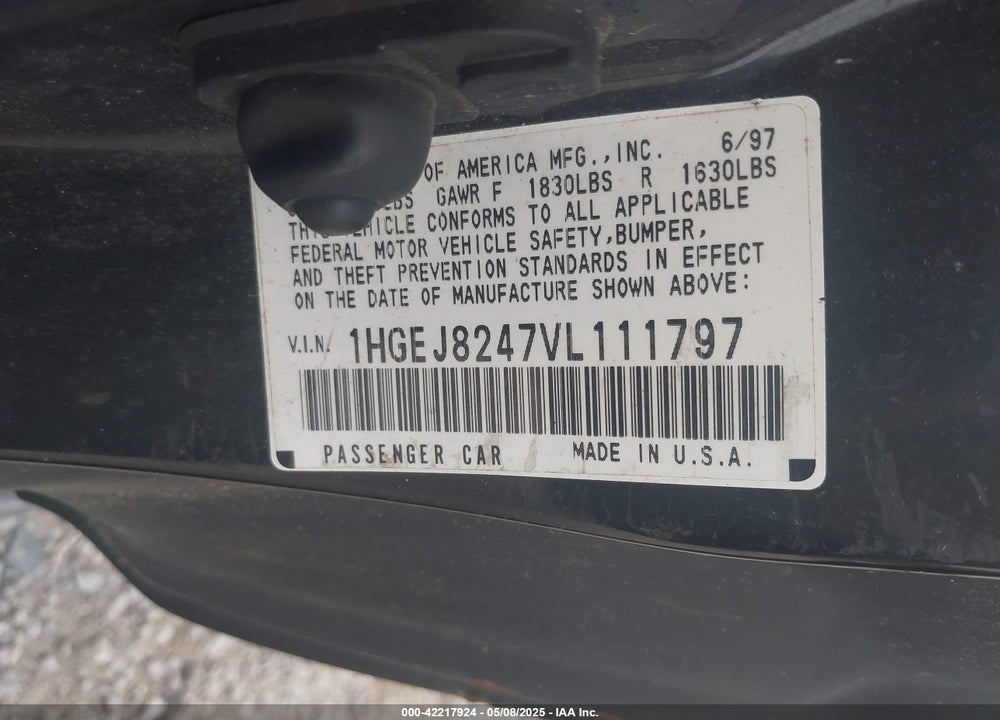 1997 HONDA CIVIC EX VIN: 1HGEJ8247VL111797