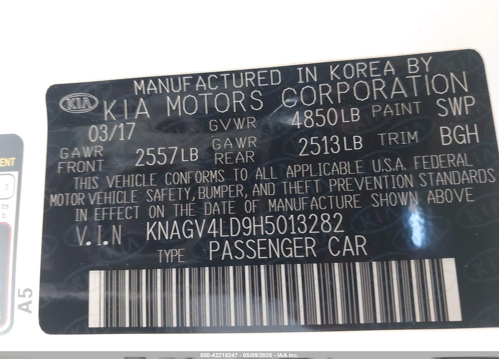2017 KIA OPTIMA PLUG IN HYBRID EX VIN: KNAGV4LD9H5013282
