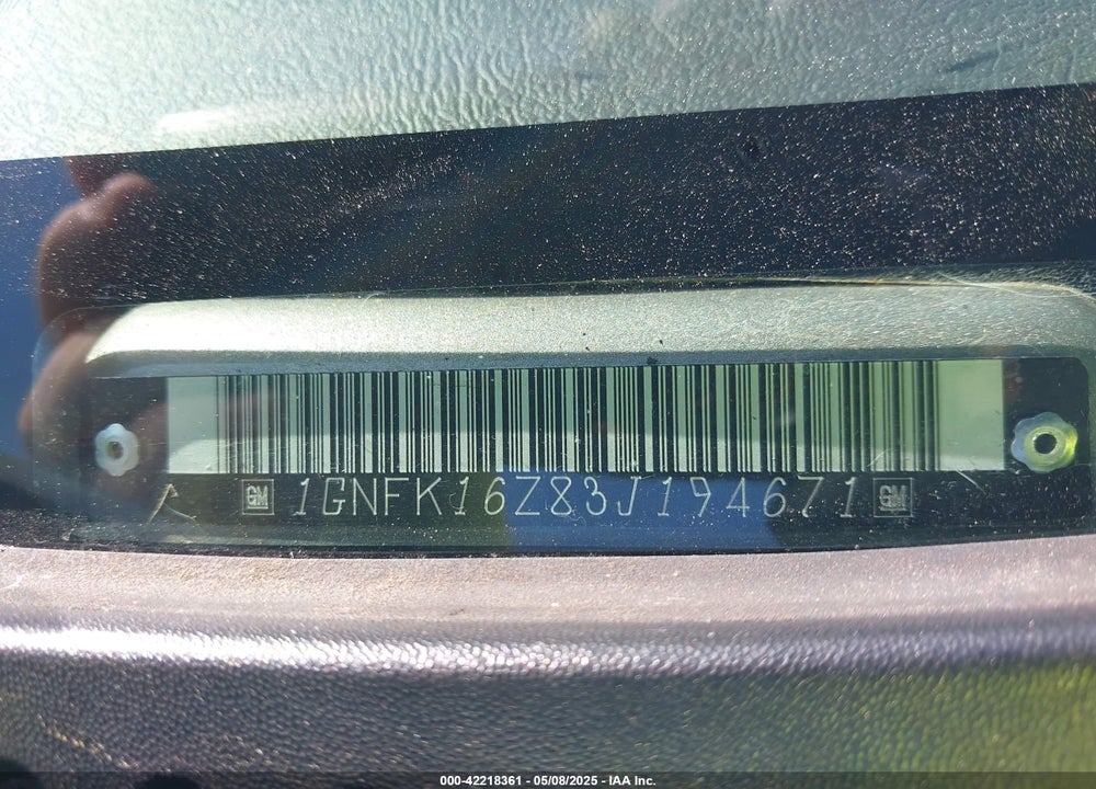 2003 CHEVROLET SUBURBAN 1500 LT VIN: 1GNFK16Z83J194671