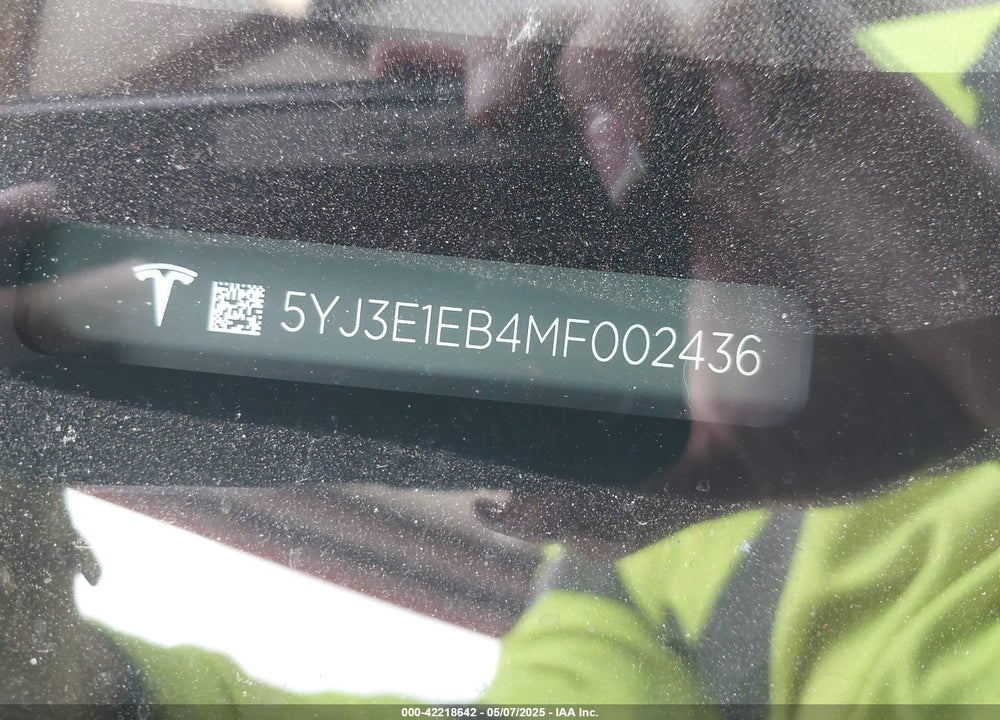 2021 TESLA MODEL 3 VIN: 5YJ3E1EB4MF002436