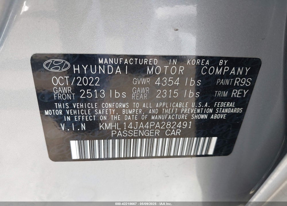 2023 HYUNDAI SONATA SEL VIN: KMHL14JA4PA282491