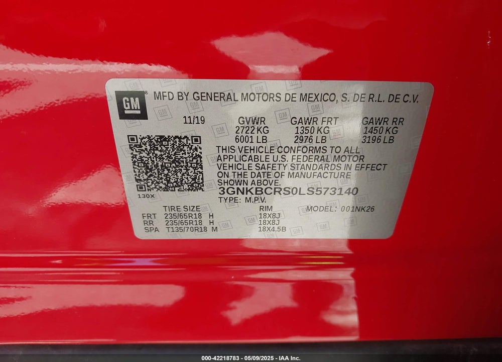 2020 CHEVROLET BLAZER FWD 2LT VIN: 3GNKBCRS0LS573140