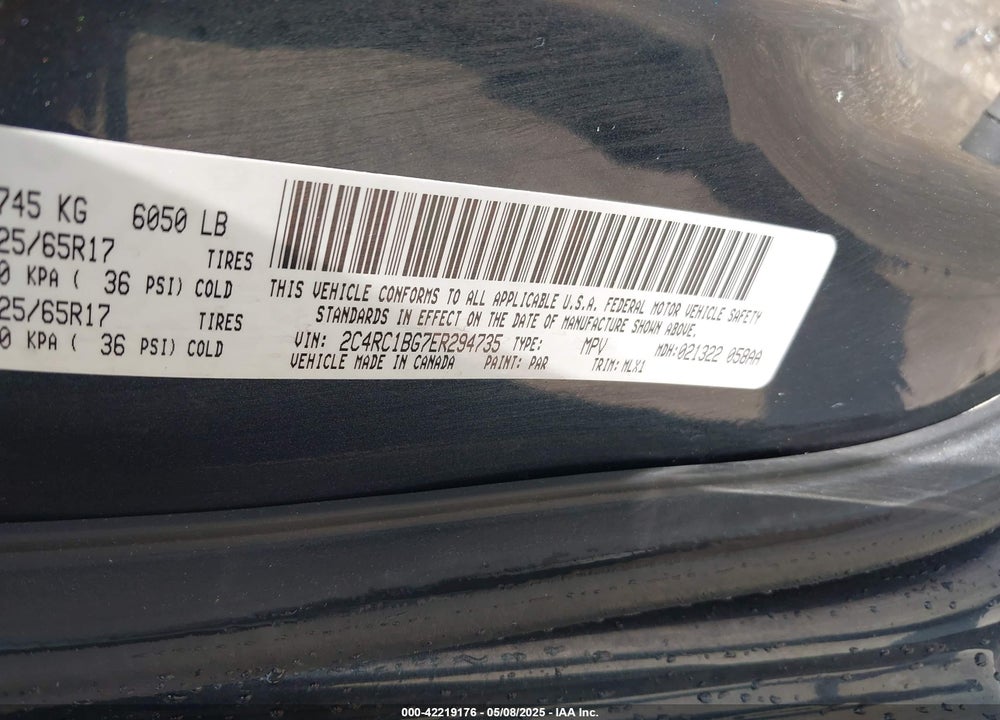 2014 CHRYSLER TOWN & COUNTRY TOURING VIN: 2C4RC1BG7ER294735