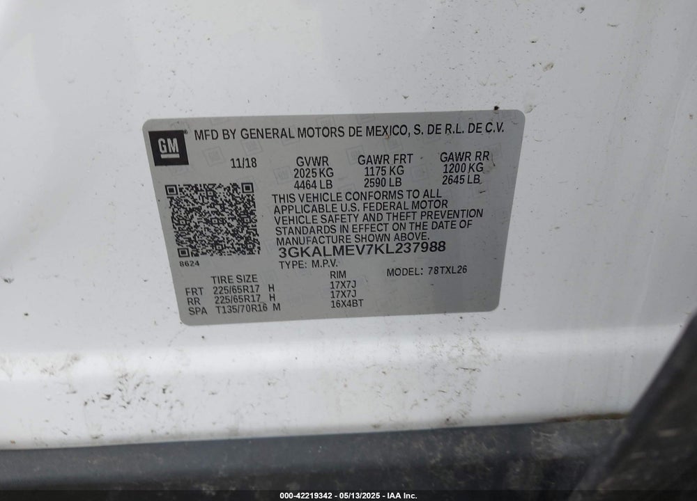 2019 GMC TERRAIN VIN: 3GKALMEV7KL237988