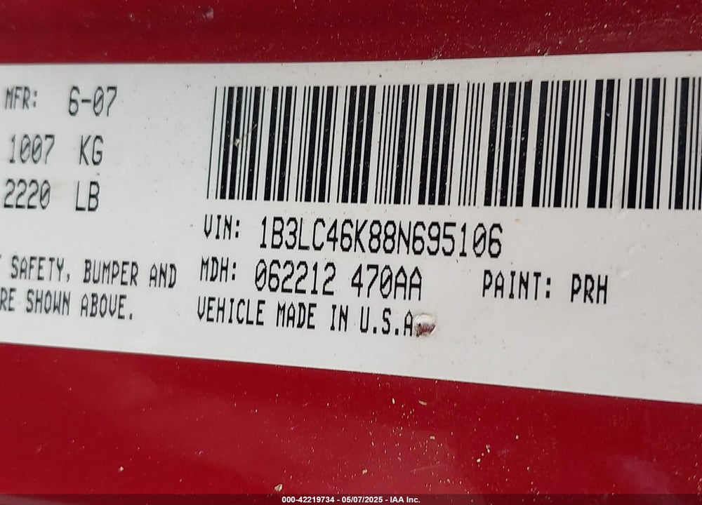 2008 DODGE AVENGER SE VIN: 1B3LC46K88N695106