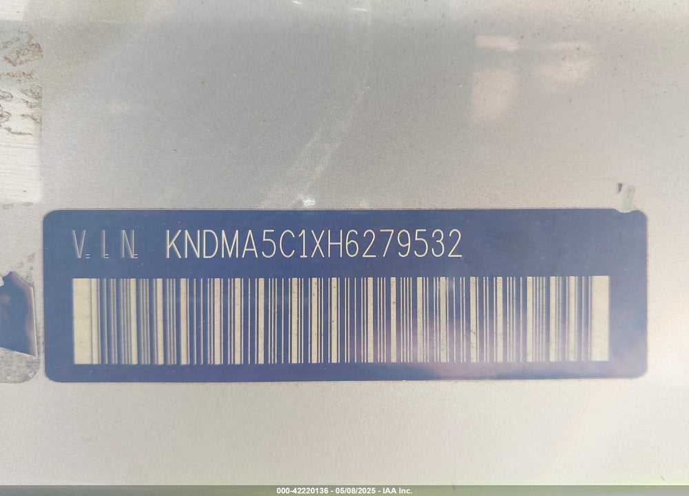 2017 KIA SEDONA L VIN: KNDMA5C1XH6279532