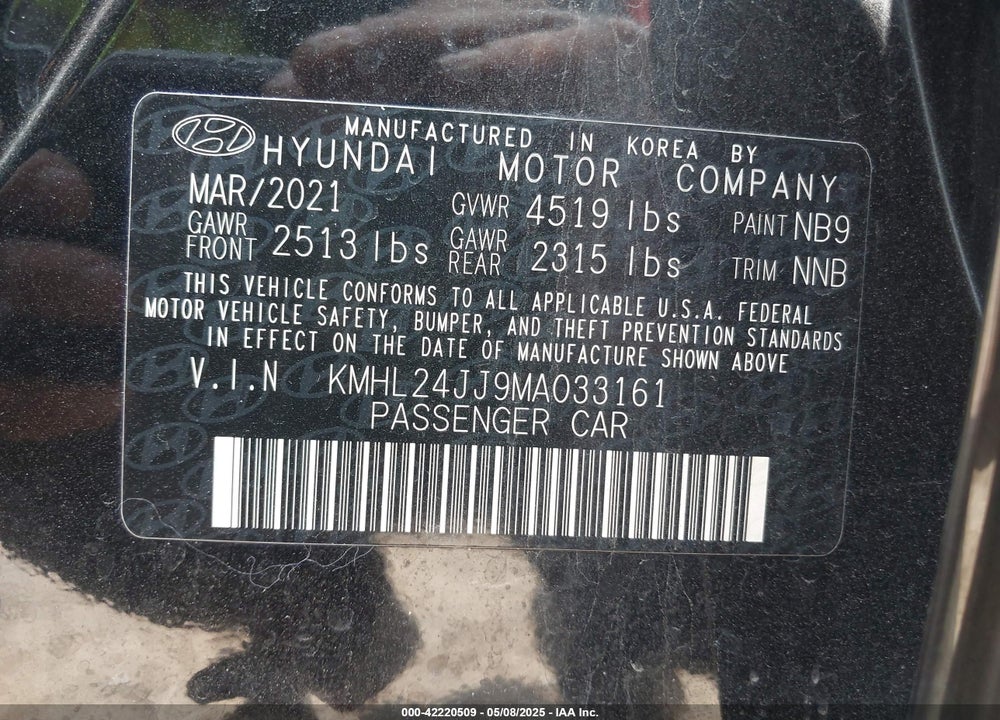 2021 HYUNDAI SONATA BLUE VIN: KMHL24JJ9MA033161