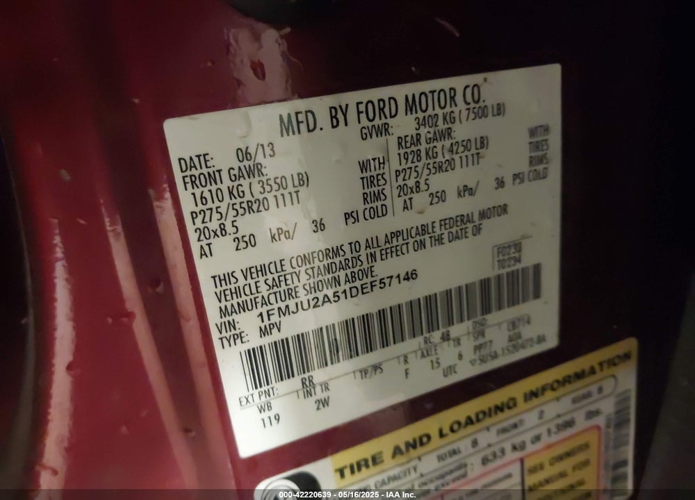 2013 FORD EXPEDITION VIN: 1FMJU2A51DEF57146