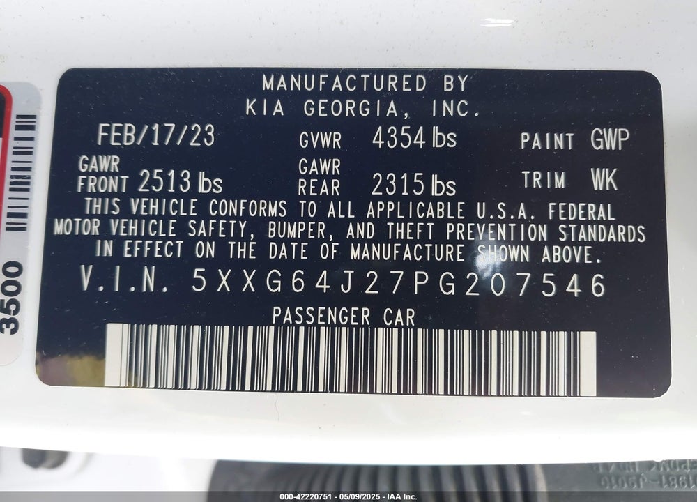 2023 KIA K5 VIN: 5XXG64J27PG207546