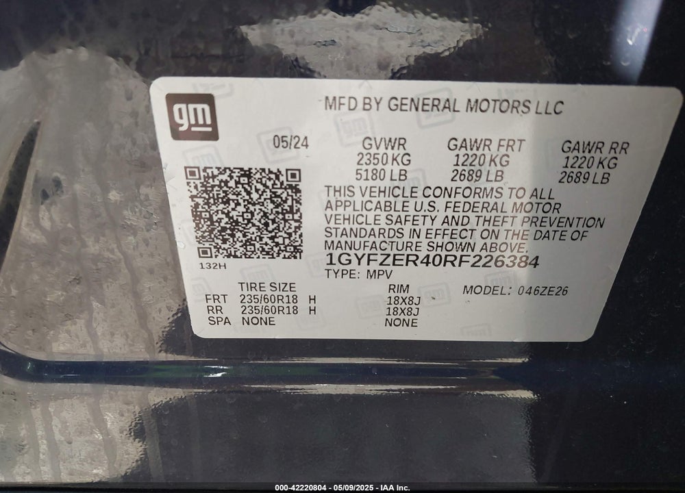2024 CADILLAC XT4 FWD SPORT VIN: 1GYFZER40RF226384