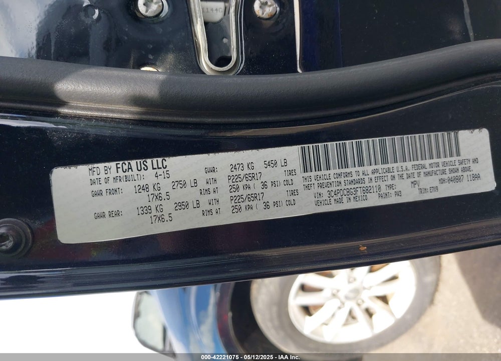 2014 DODGE JOURNEY VIN: 3C4PDDBG5ET251613