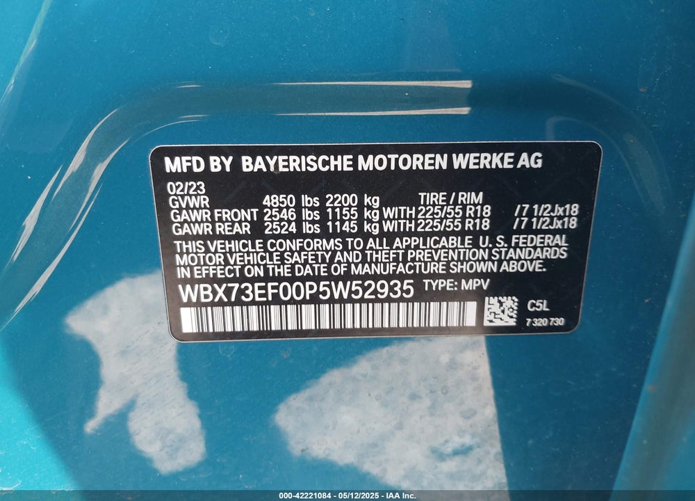 2023 BMW X1 VIN: WBX73EF00P5W52935