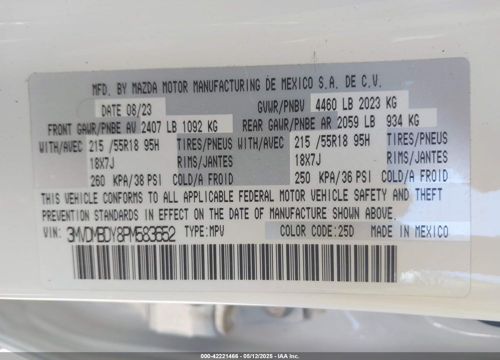 2023 MAZDA CX-30 VIN: 3MVDMBDY8PM583652