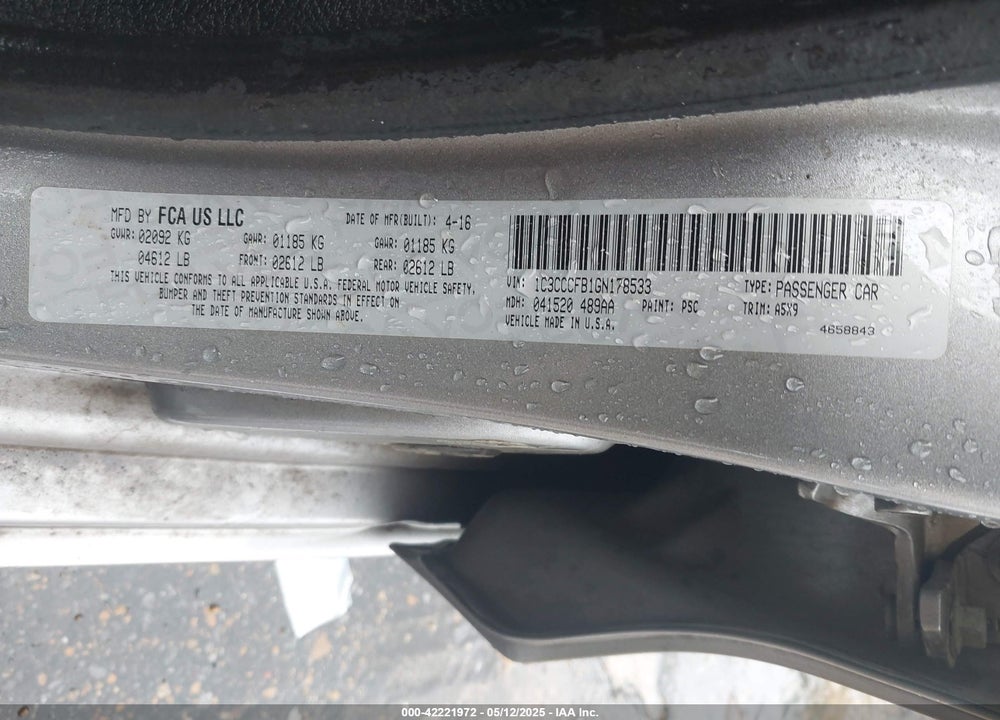 2016 CHRYSLER 200 VIN: 1C3CCCFB1GN178533