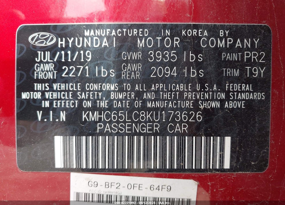 2019 HYUNDAI IONIQ HYBRID BLUE VIN: KMHC65LC8KU173626
