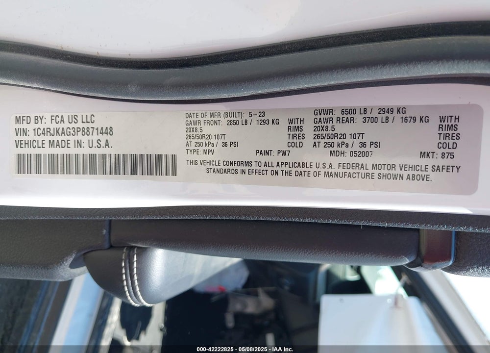 2023 JEEP GRAND CHEROKEE L ALTITUDE 4X4 VIN: 1C4RJKAG3P8871448
