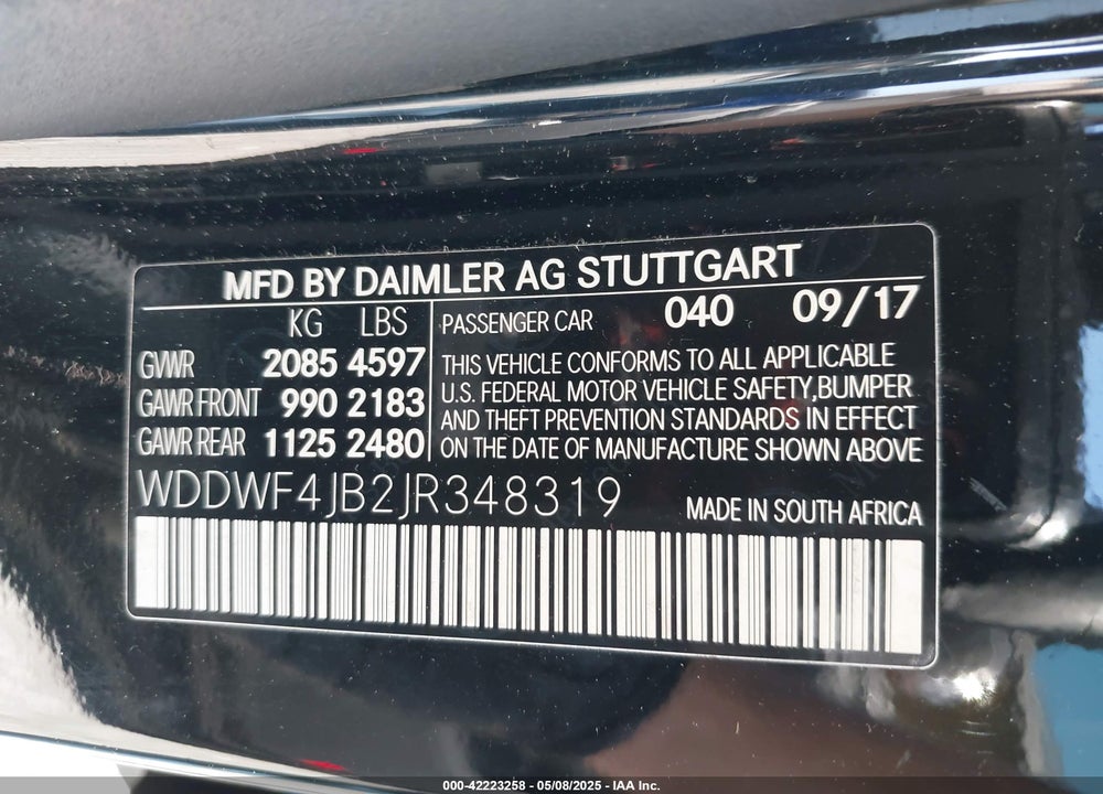 2018 MERCEDES-BENZ C 300 VIN: WDDWF4JB2JR348319