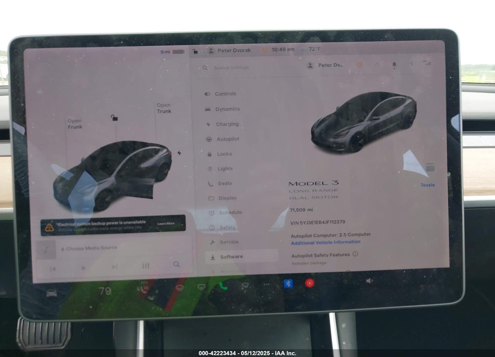 2018 TESLA MODEL 3 LONG RANGE/PERFORMANCE VIN: 5YJ3E1EB4JF112379