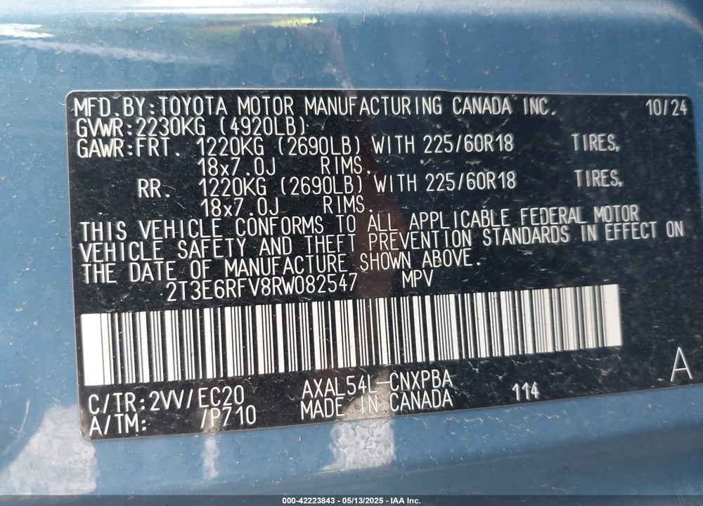 2024 TOYOTA RAV4 HYBRID XSE VIN: 2T3E6RFV8RW082547
