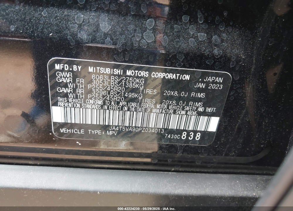 2023 MITSUBISHI OUTLANDER VIN: JA4T5VA90PZ034013