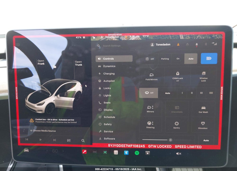 2021 TESLA MODEL Y LONG RANGE DUAL MOTOR ALL-WHEEL DRIVE VIN: 5YJYGDEE7MF108245